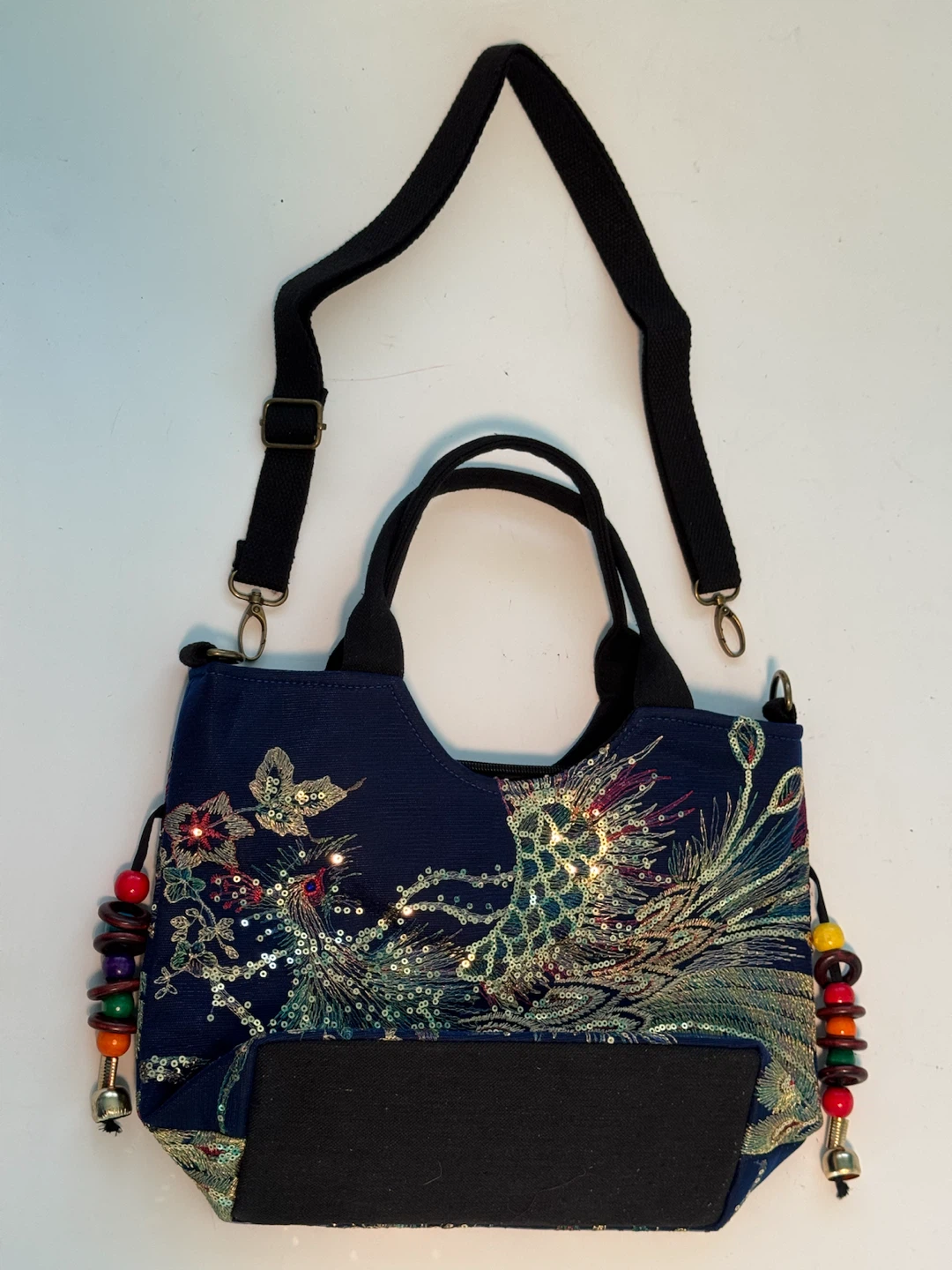 Peacock Embroidered Shoulder Bag