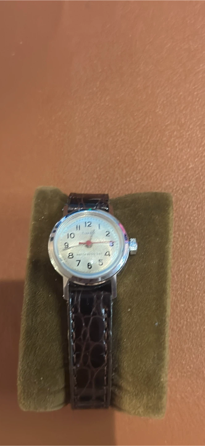 Timex Watch with Brown Faux-Croc Strap