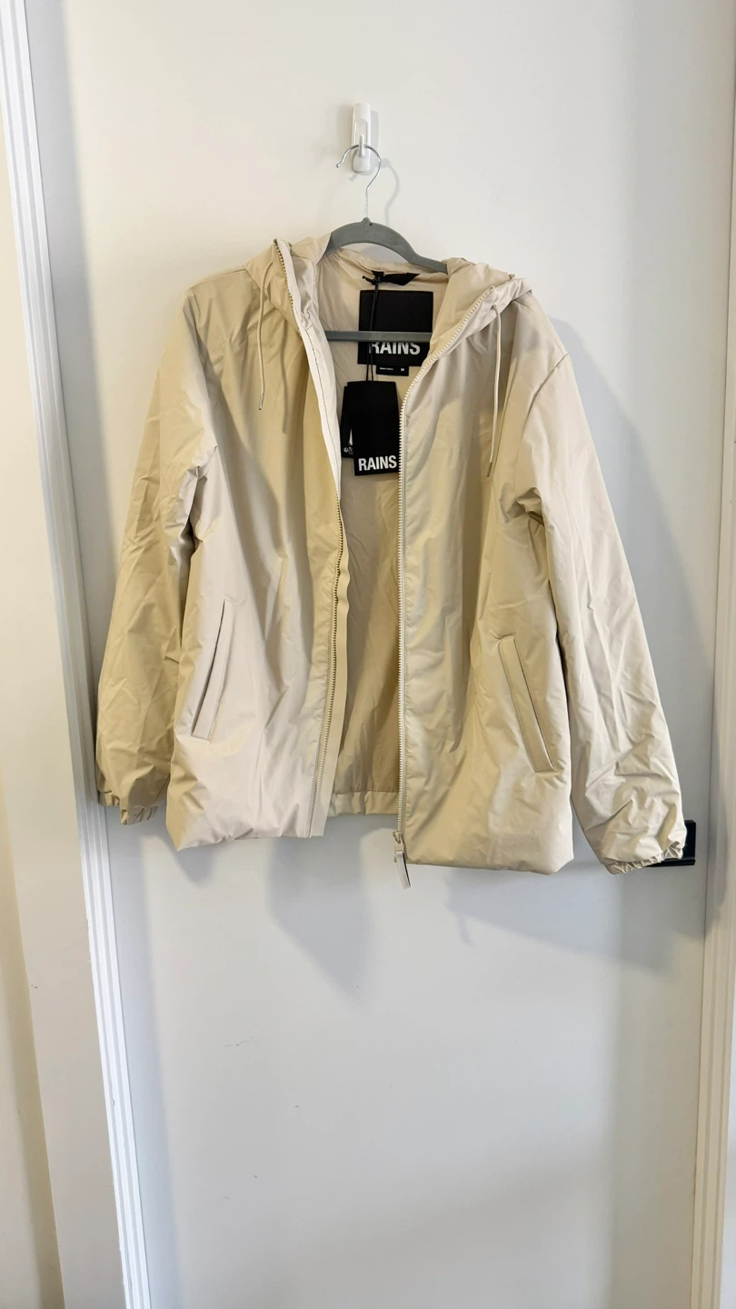 NEW Rains Cream Hooded Rain Jacket