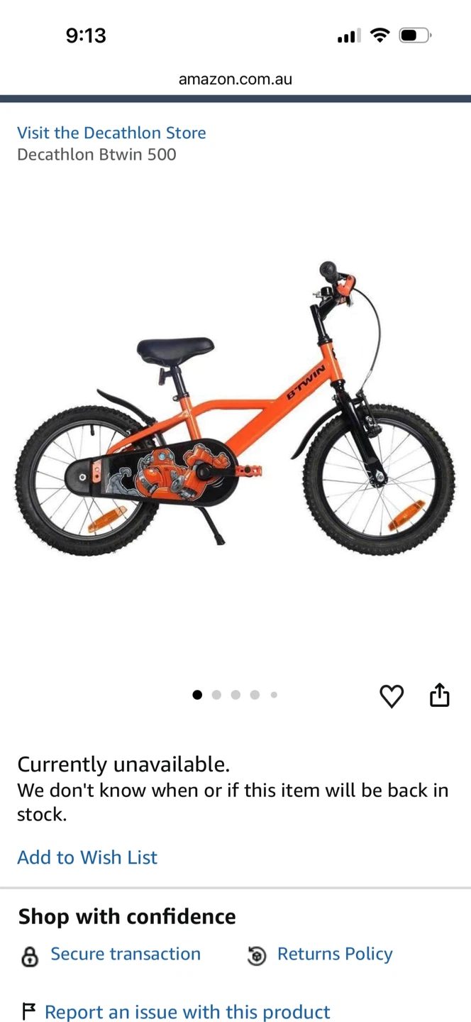 B'TWIN Kids Bike 16-inch Orange
