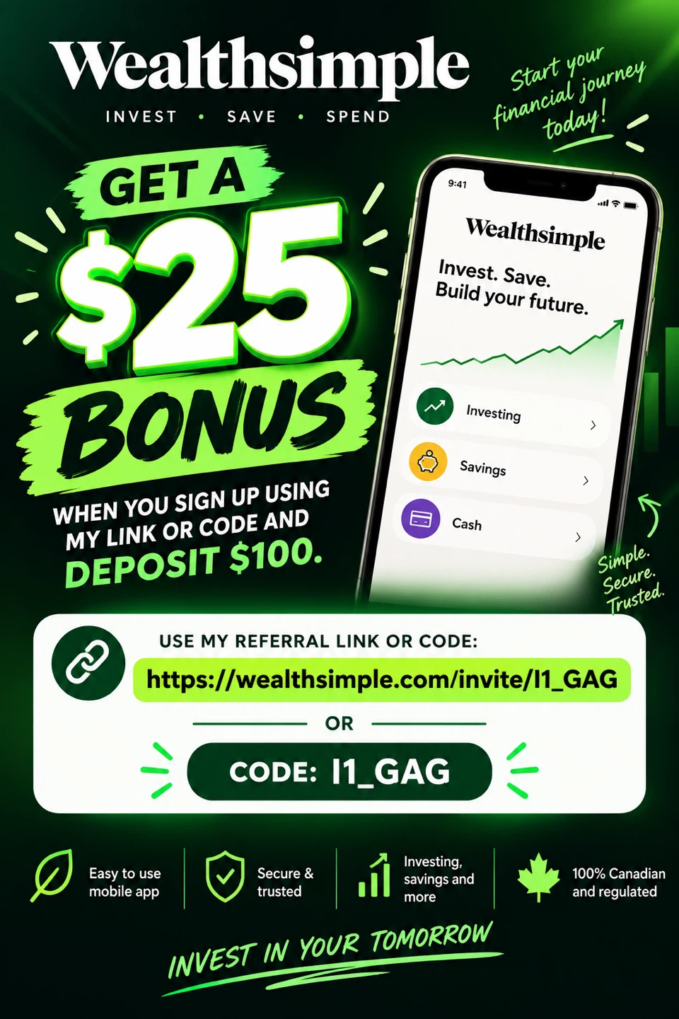 Wealthsimple Referral Code $25 Bonus
