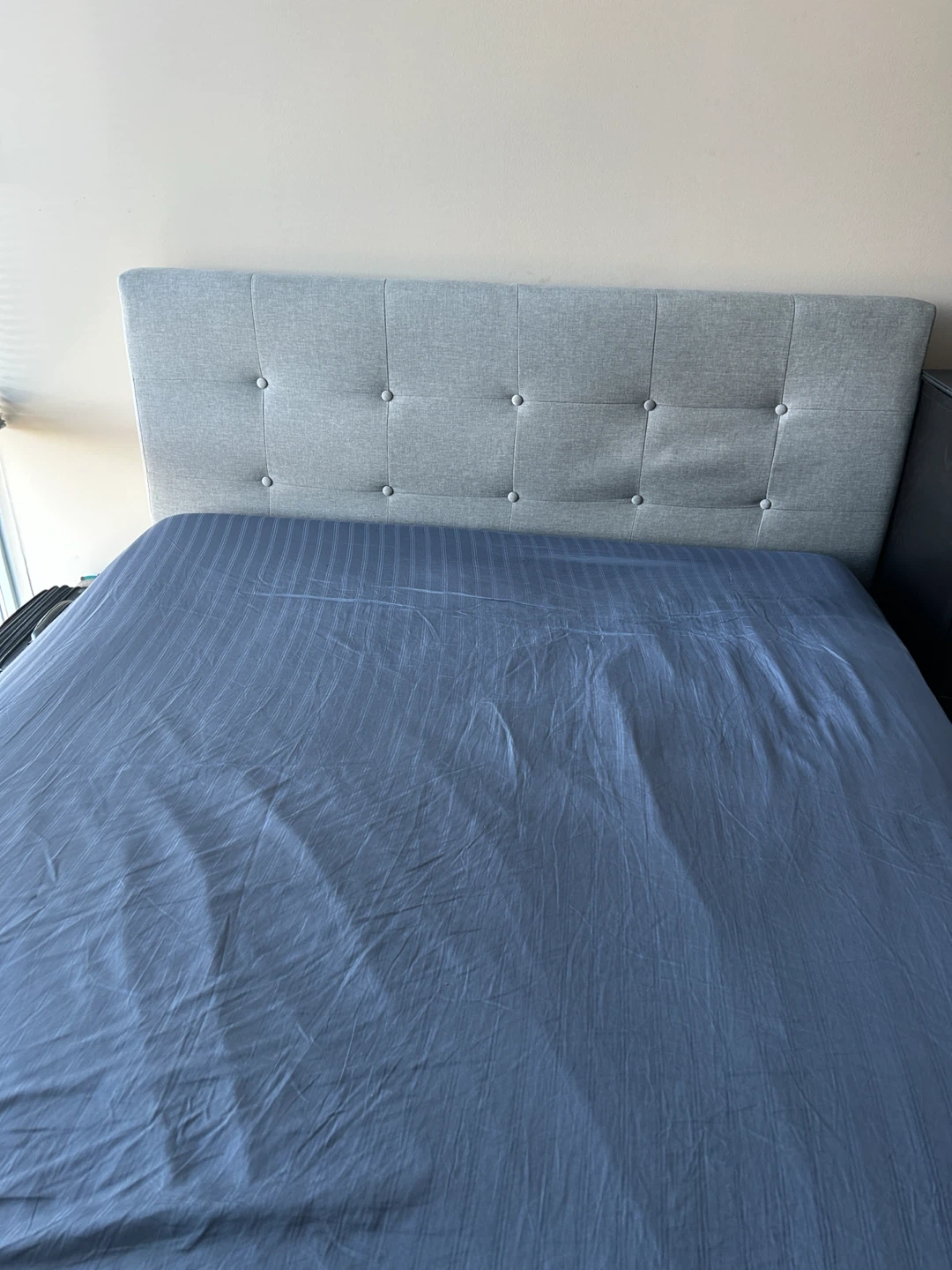 Grey Upholstered Queen Bed with Box spring. - photo 3