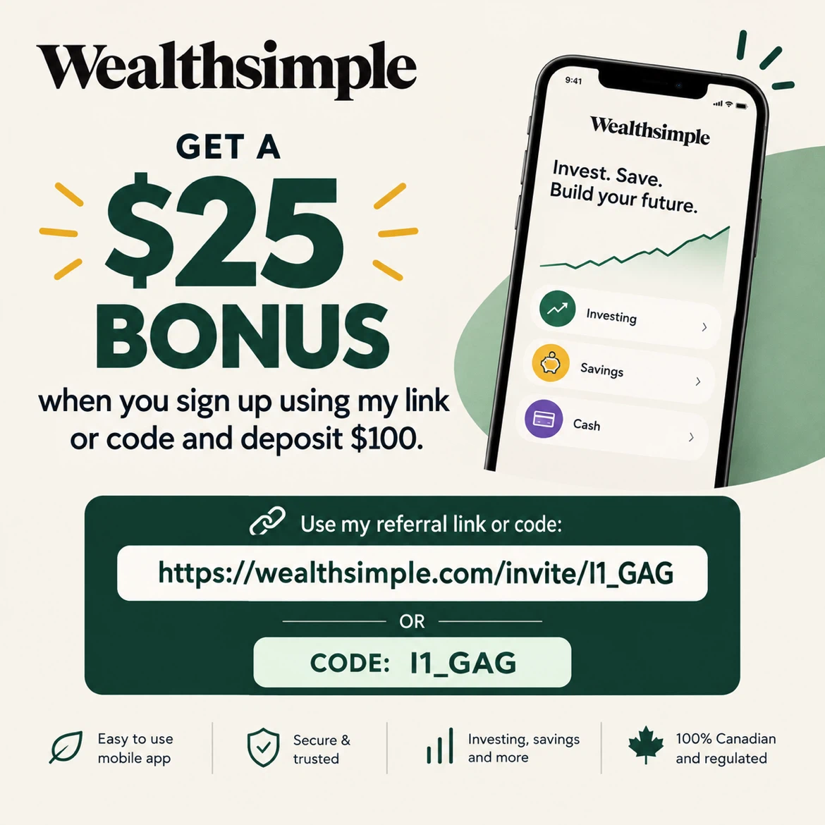 Wealthsimple $25 Referral Bonus Code