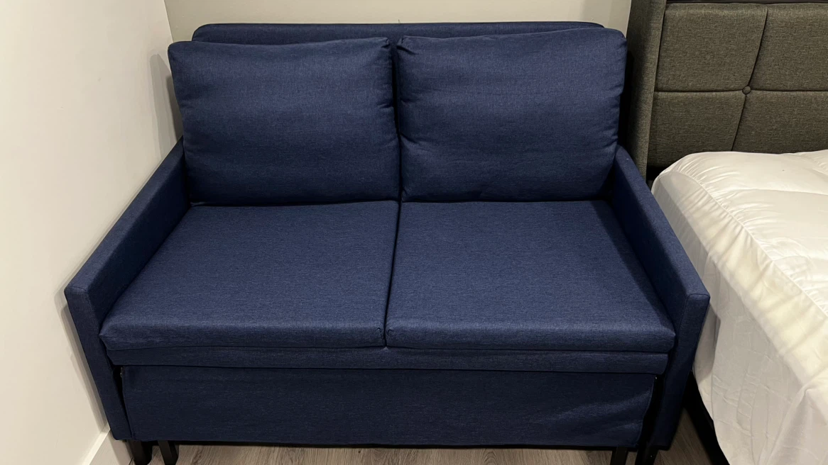 Navy Blue Convertible Sofa Bed with Storage