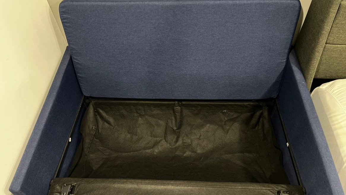 Navy Blue Convertible Sofa Bed with Storage - photo 4