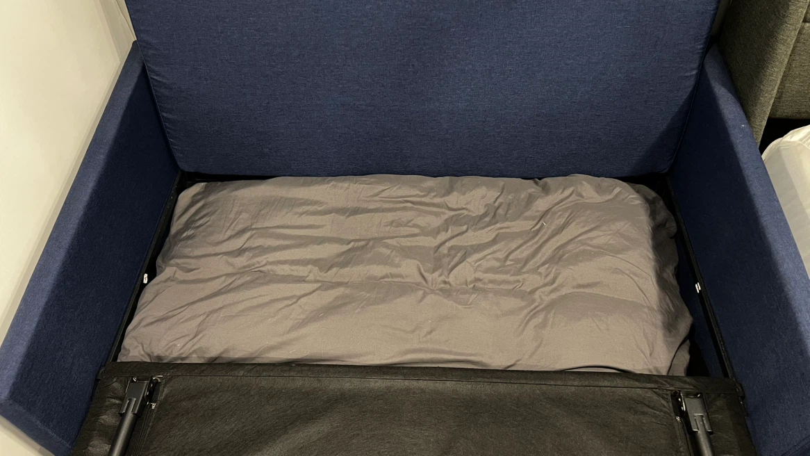 Navy Blue Convertible Sofa Bed with Storage - photo 5