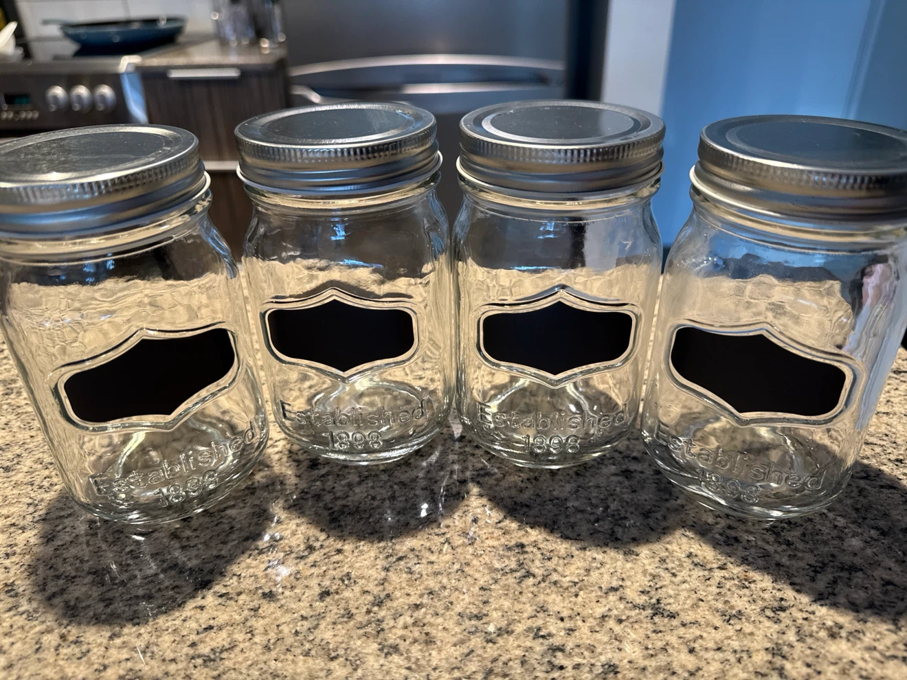Set of 4 Glass Mason Jars