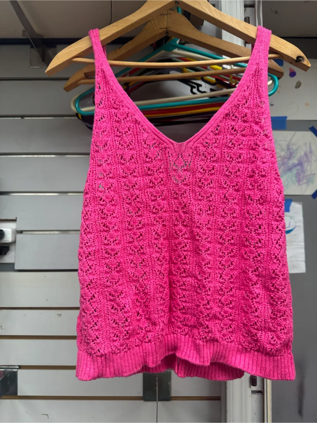 J.Crew Pink Crochet Button-Down Tank Top - photo 5