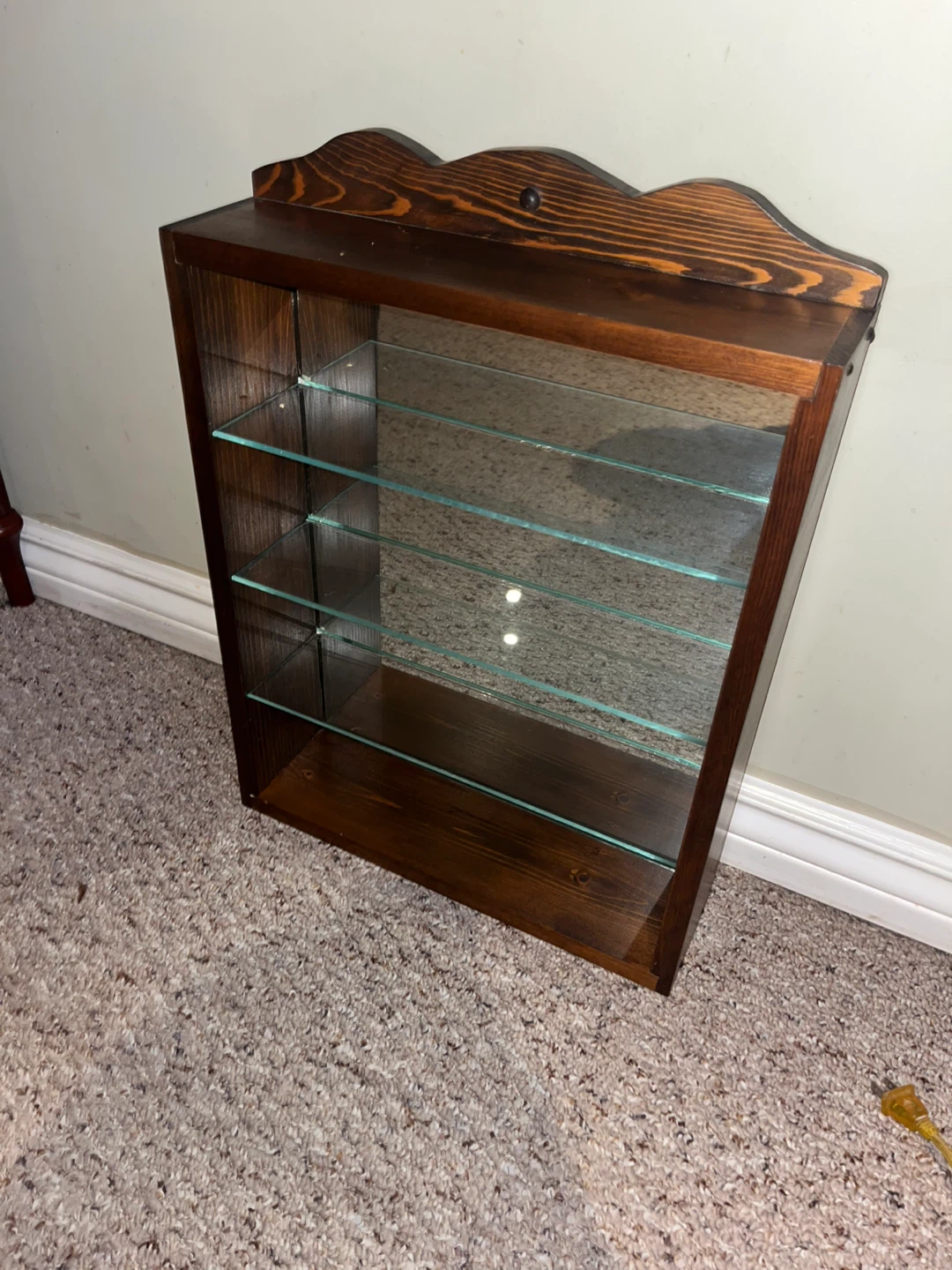 Wooden Display Shelf with Mirrored Back