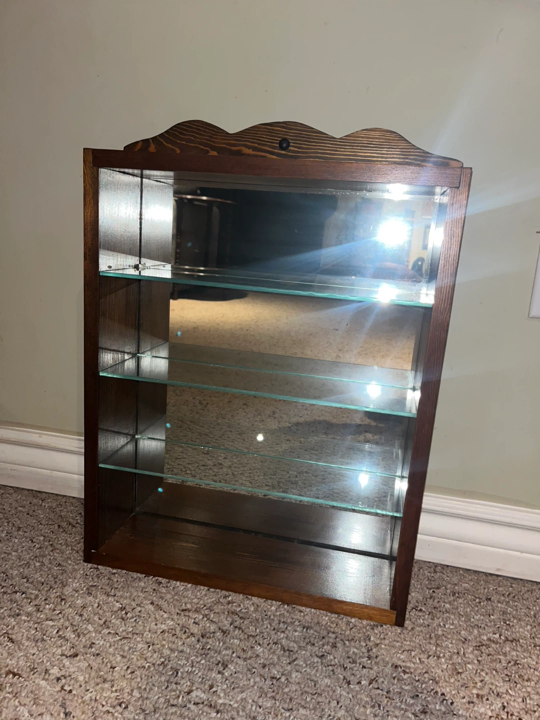 Wooden Display Shelf with Mirrored Back - photo 5