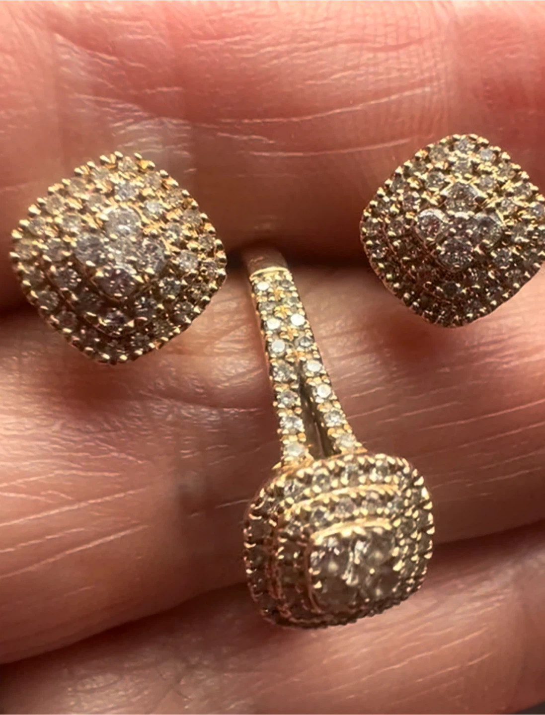 10K Gold Diamond Ring and Earring Set - photo 2