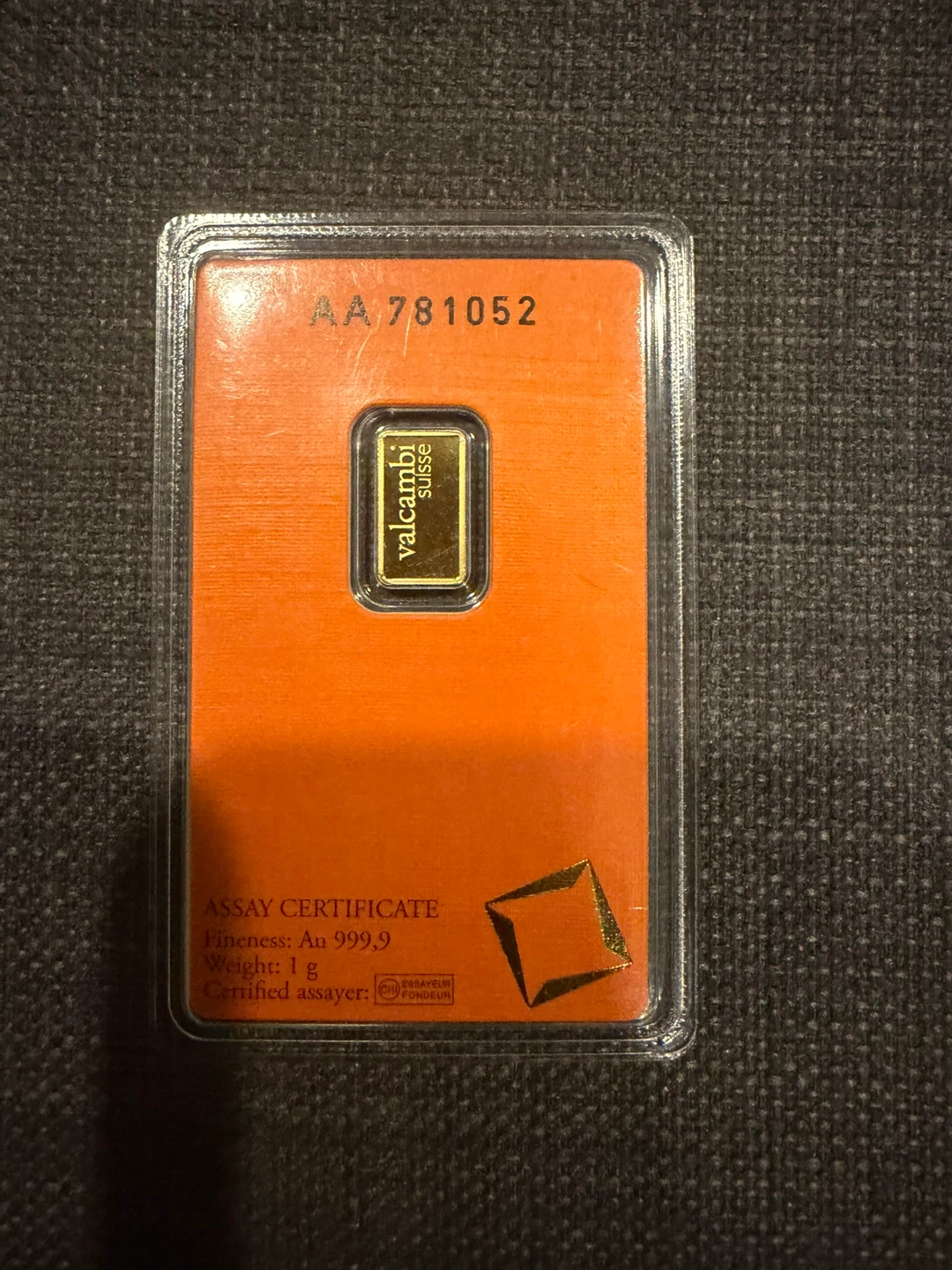 Valcambi Suisse 1g Gold Bar