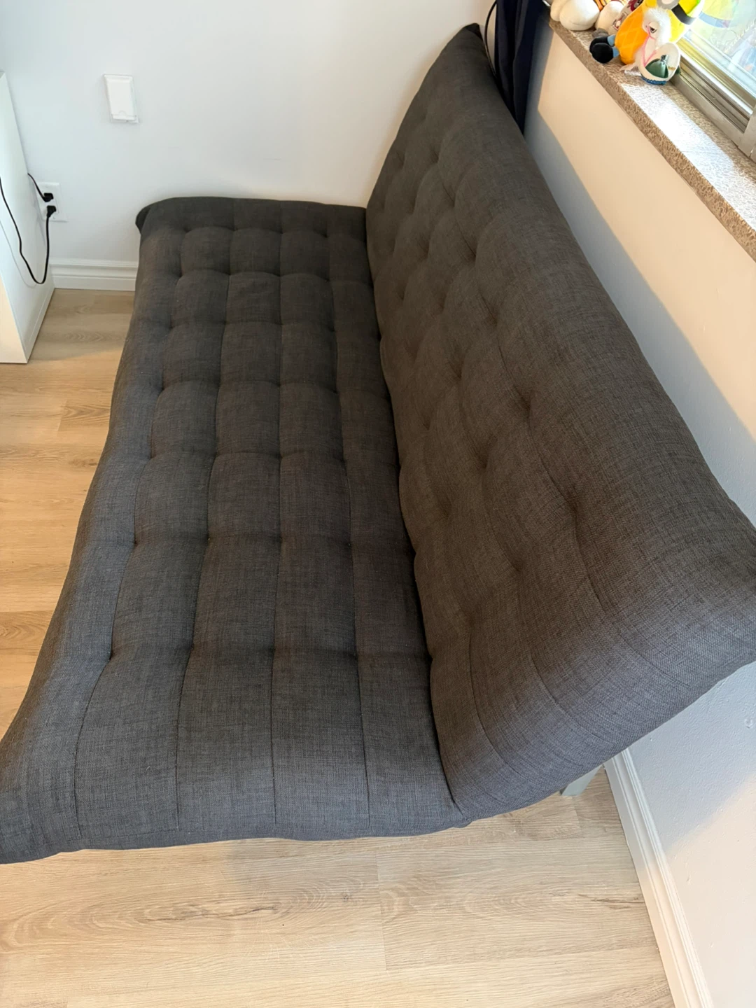 Dark Grey Tufted Sofa Bed - photo 3