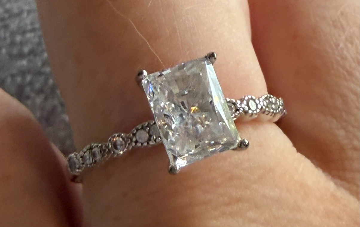 2Ct Engagement Ring, 925 Sterling Silver and Pure Moissanite - photo 3