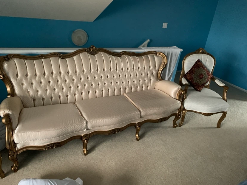 Vintage Style Ornate Sofa and Armchair Set