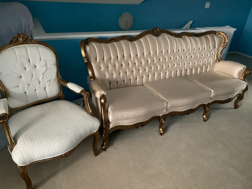 Vintage Style Ornate Sofa and Armchair Set - photo 2