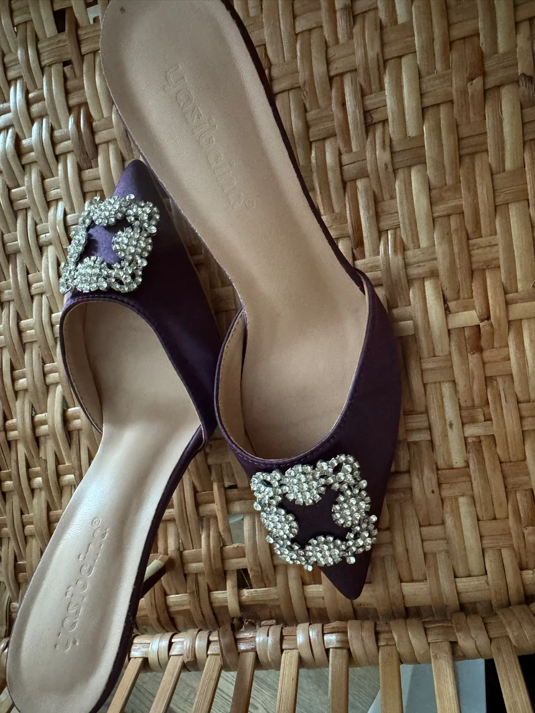 Satin Crystal Stiletto Mules - photo 4