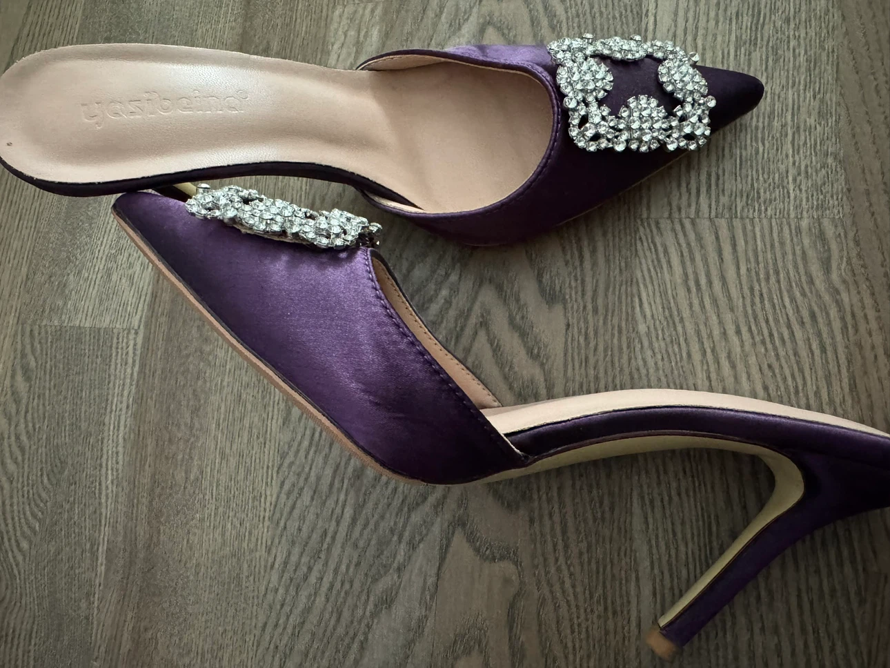 Satin Crystal Stiletto Mules - photo 2