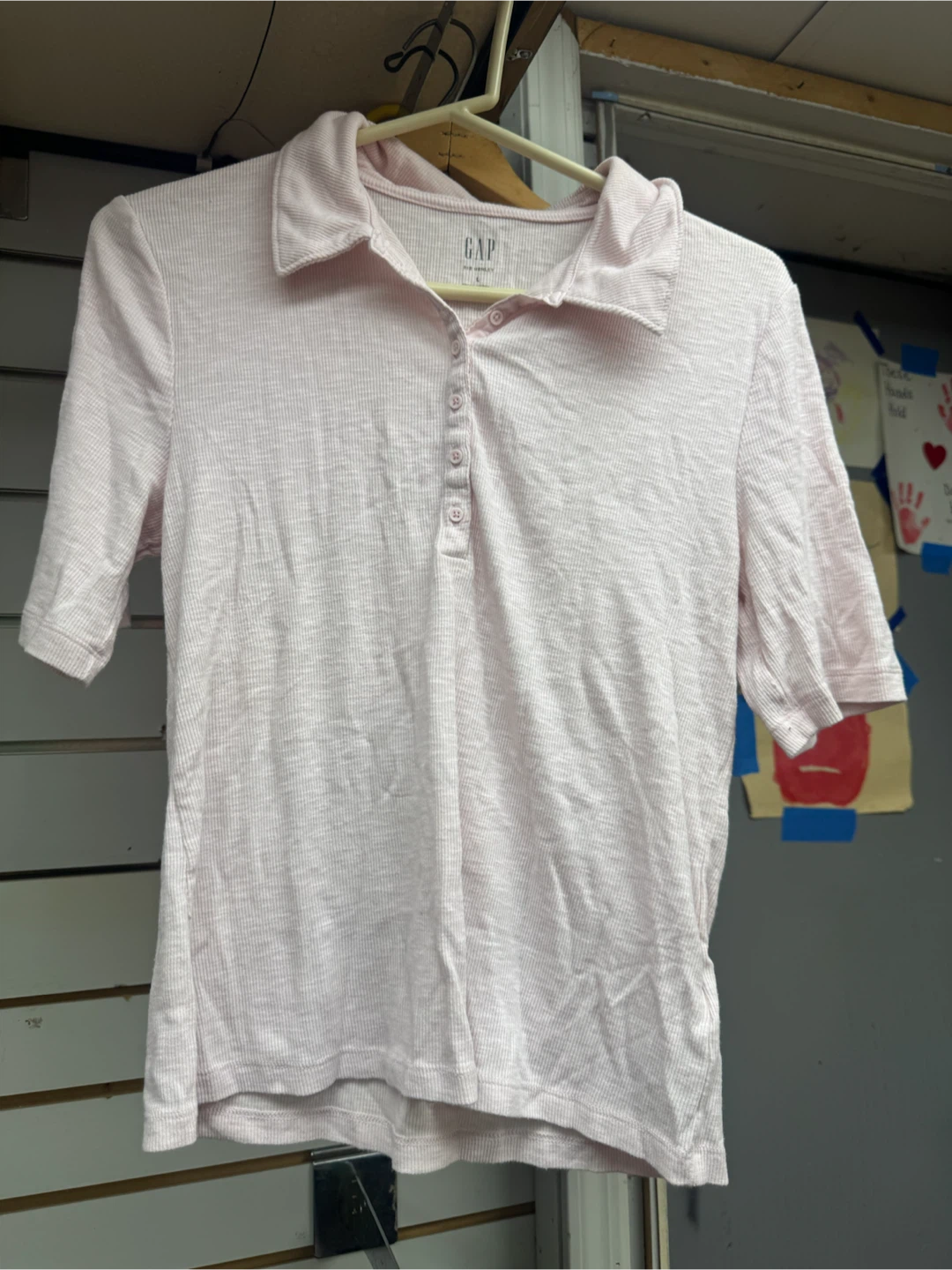 Gap Ribbed Henley Shirt Pink