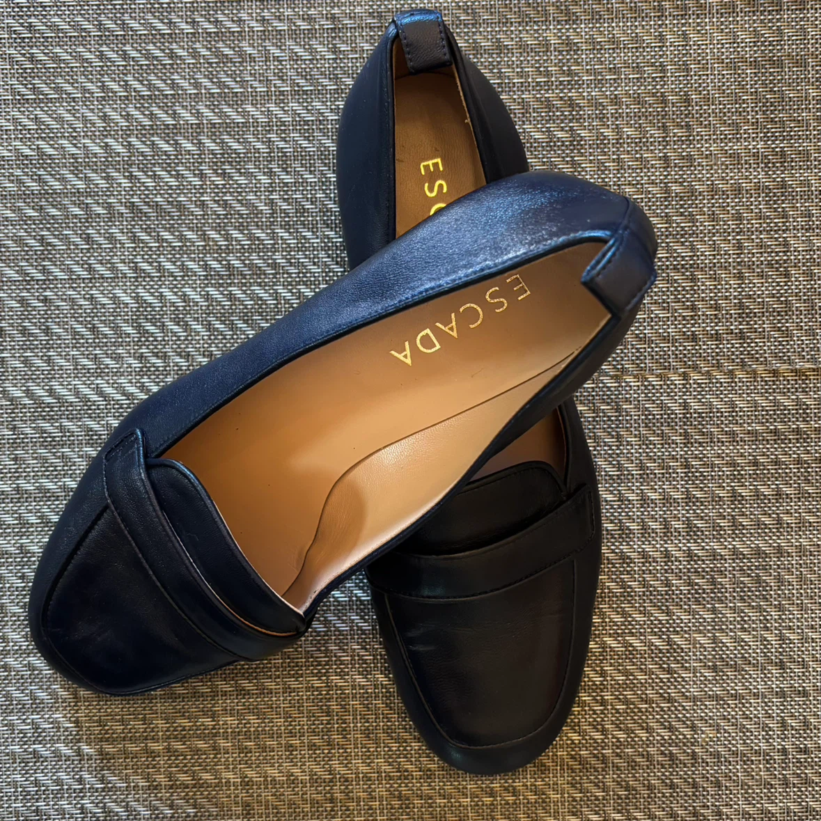 Escada Navy Blue size 39 Leather Loafers - photo 3