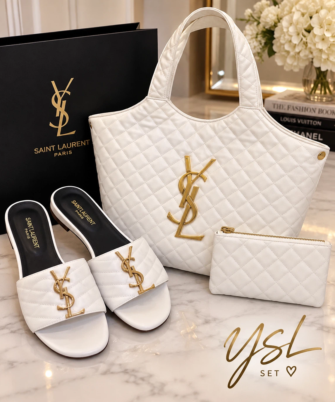 Saint Laurent YSL Quilted Bag and Sandal Set - photo 2