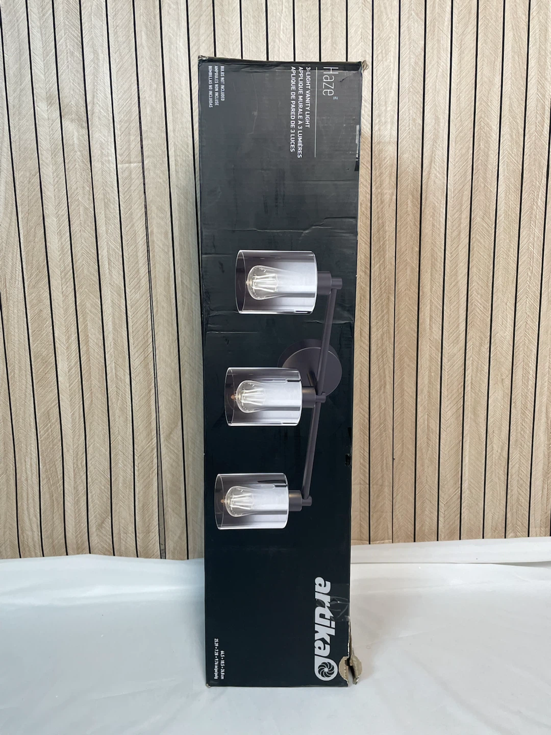 Artika Haze Modern 3-Light Bathroom Vanity Light – Black Glass - photo 2