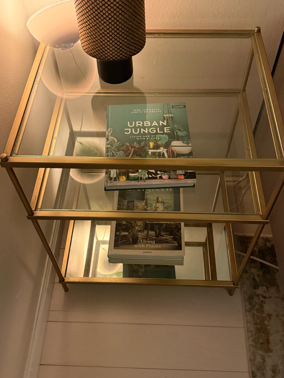 Gold Metal and Glass Three-Tier Side Table - photo 2