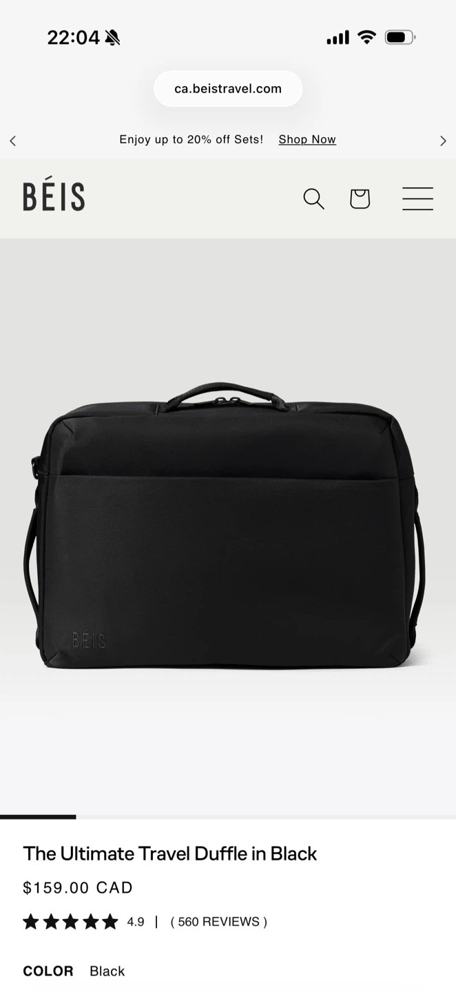 BEIS The Ultimate Travel Duffle in Black - photo 5
