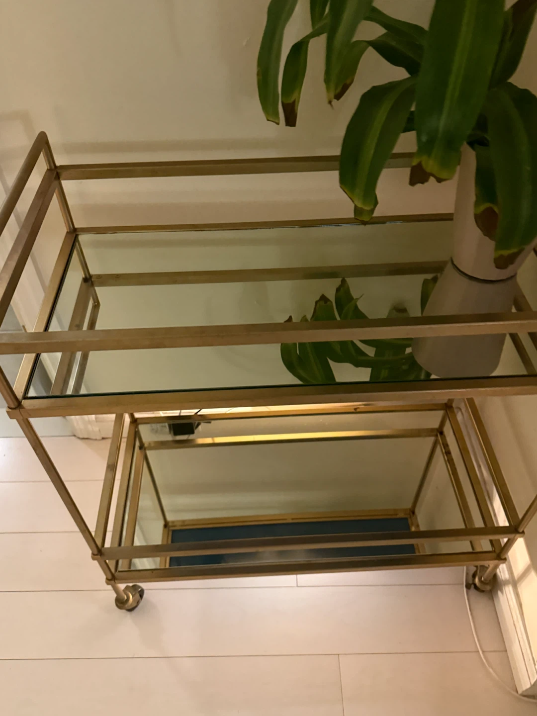 Gold Metal and Glass Bar Cart - photo 2