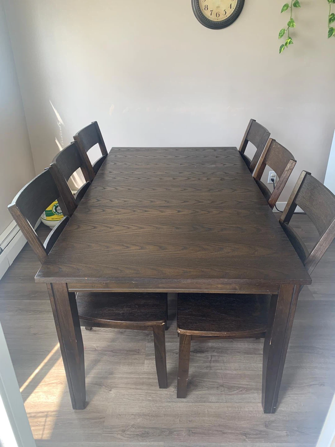 Dark Wood Dining Table with 6 Chairs