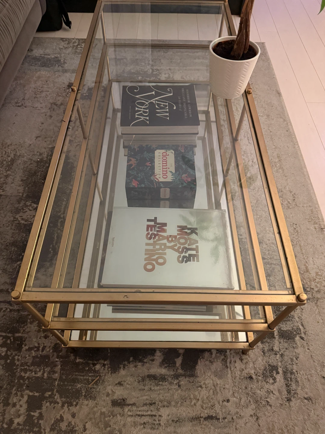 Gold and Glass Rectangular Coffee Table
