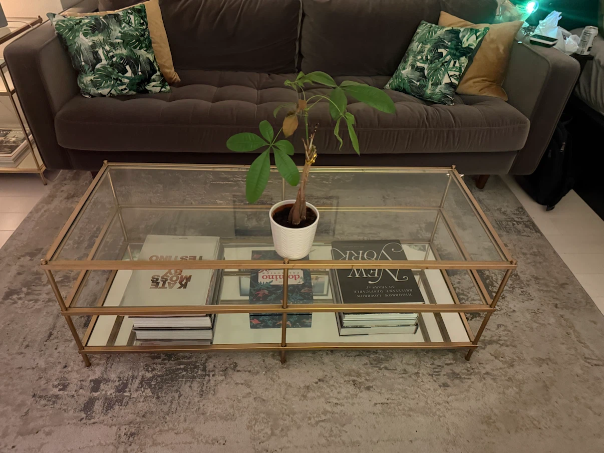 Gold and Glass Rectangular Coffee Table - photo 2