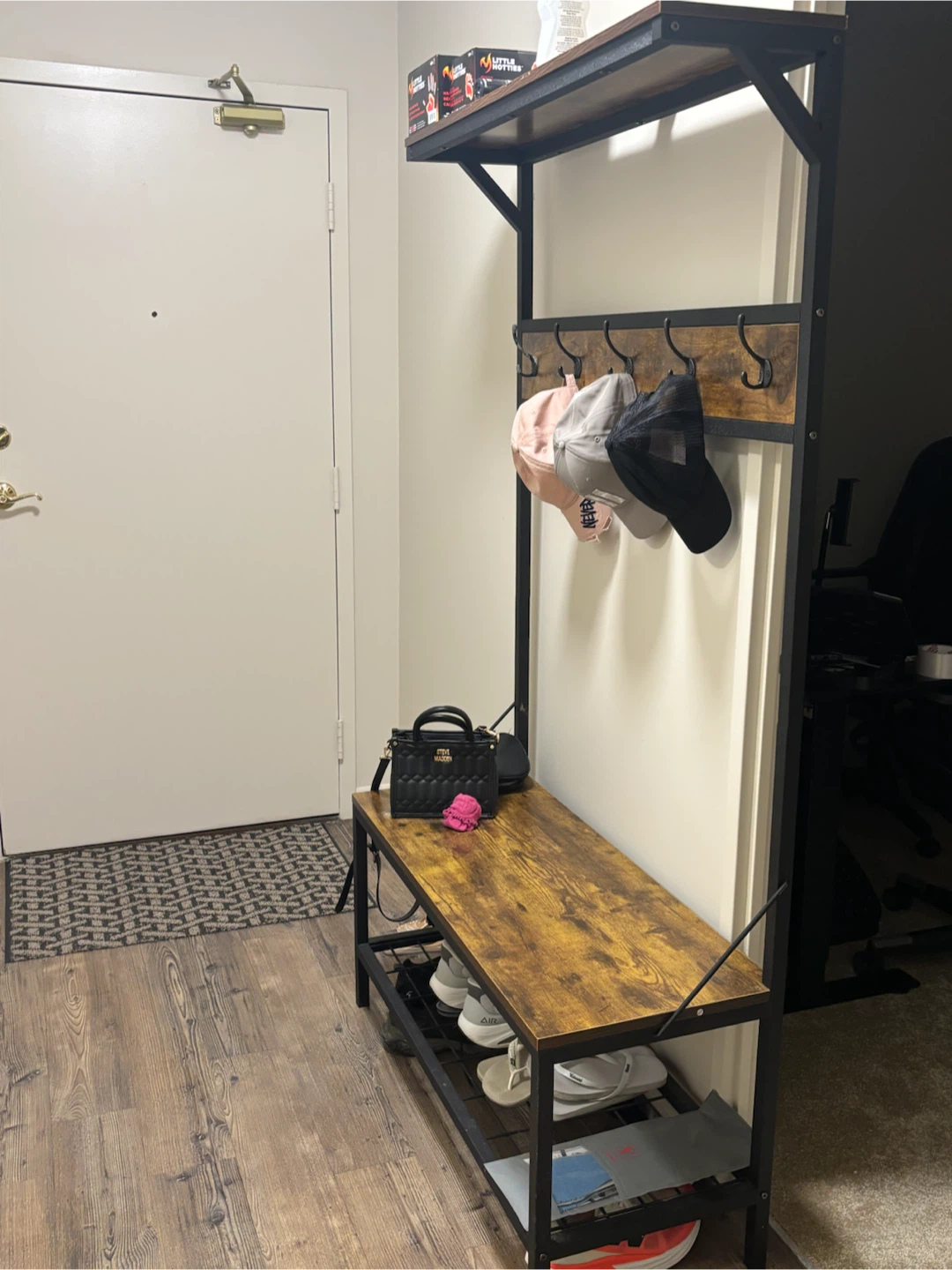Industrial Hall Tree with Bench and Shoe Storage - photo 3