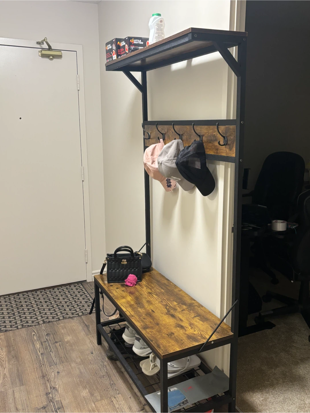 Industrial Hall Tree with Bench and Shoe Storage - photo 4