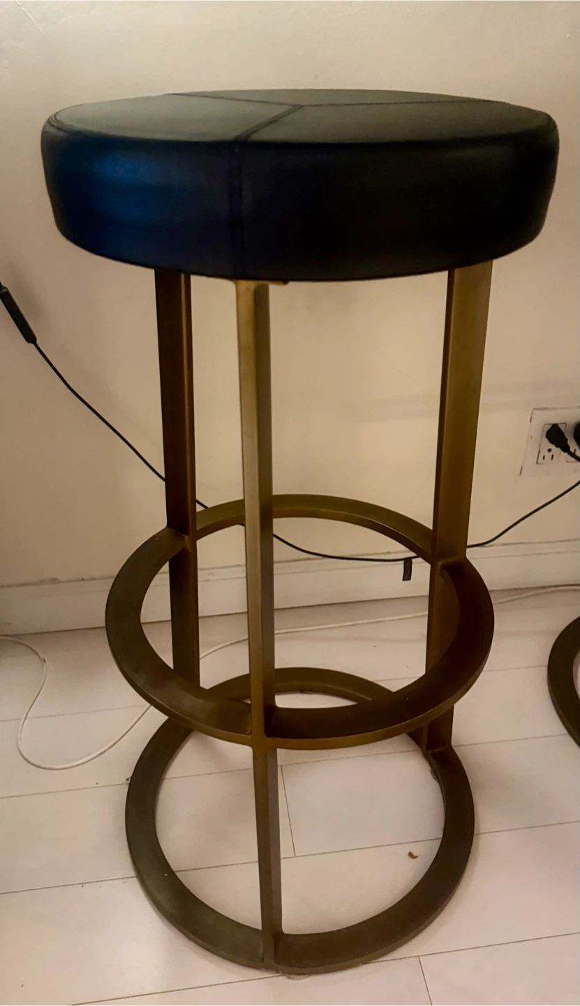 Set of Two Black and Gold Bar Stools CB2 - photo 2