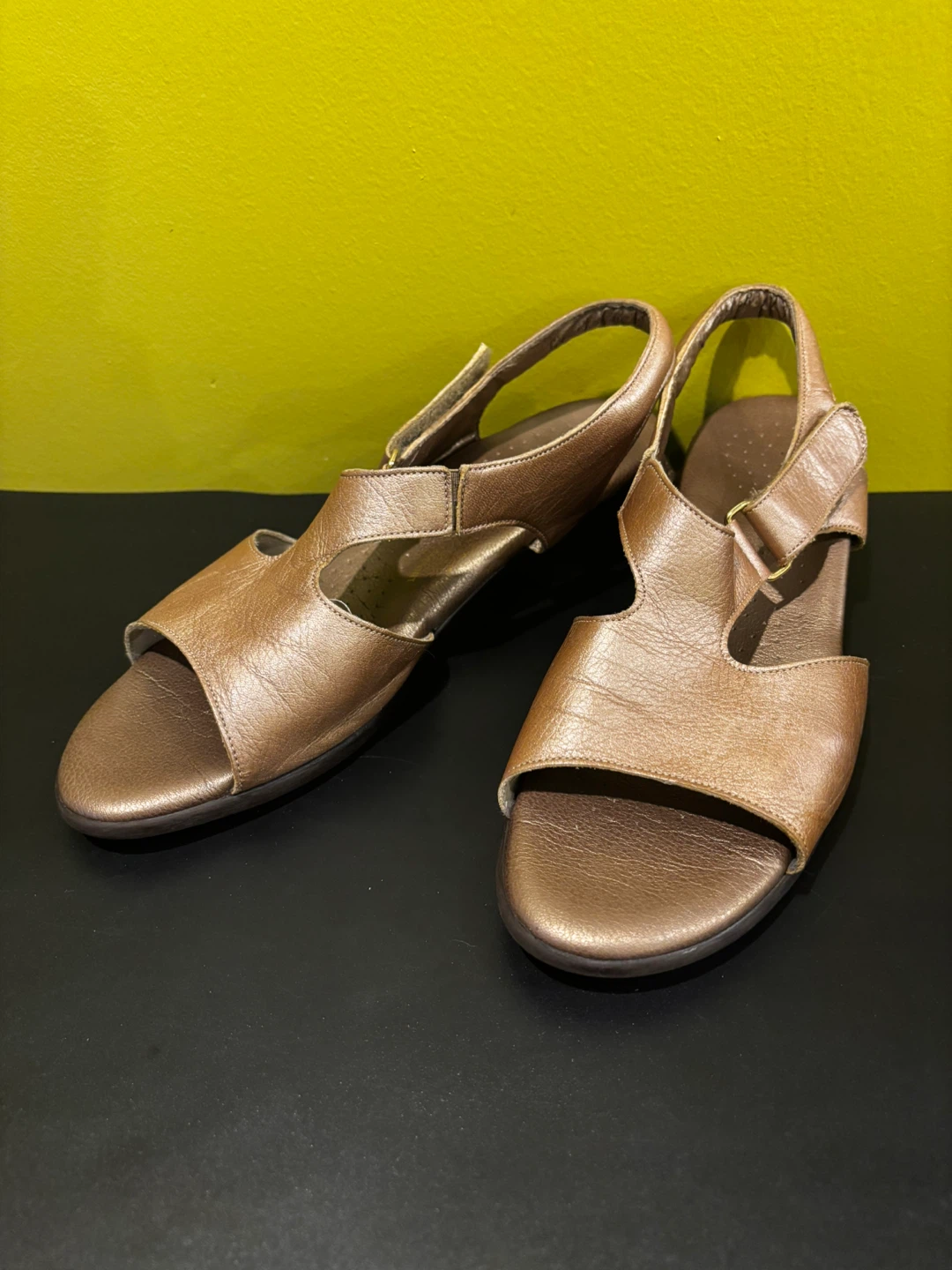 Metallic Bronze Slingback Sandals