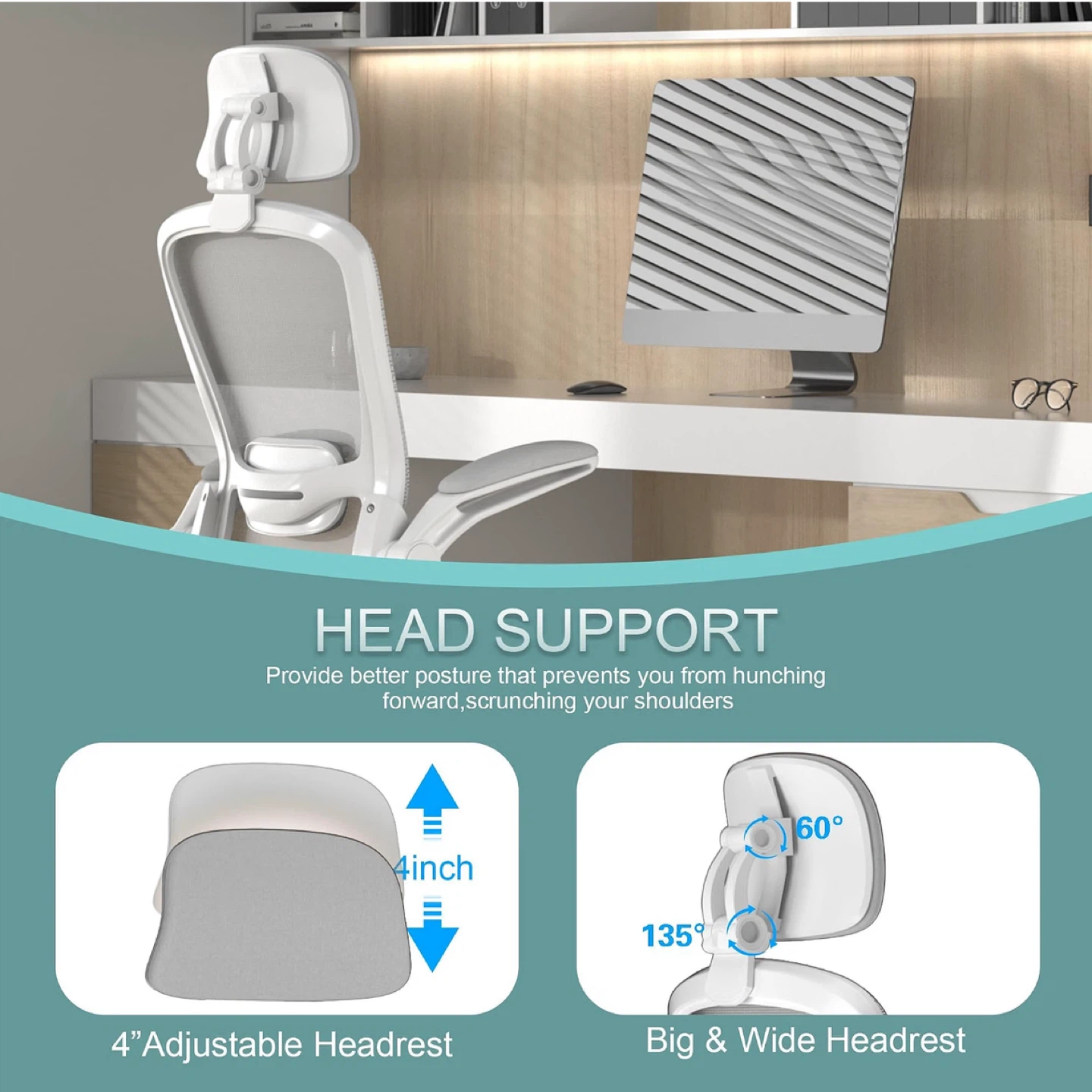 Ergonomic Office Chair with Adjustable Lumbar and Headrest - photo 3