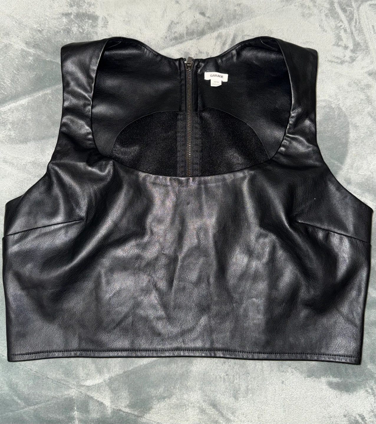 Garage Black Faux Leather Crop Top