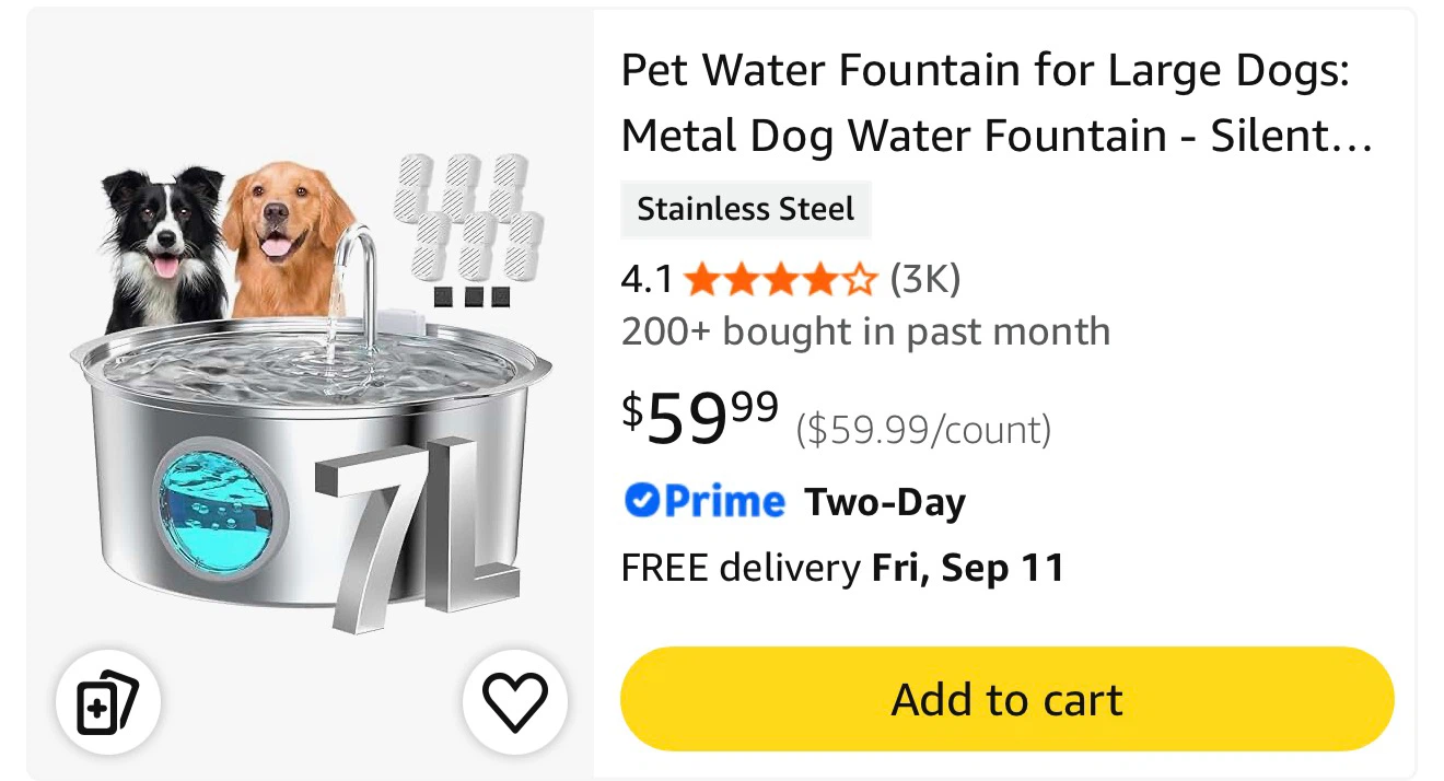 GrookPet 7L Stainless Steel Pet Water Fountain – Used Like New - photo 5