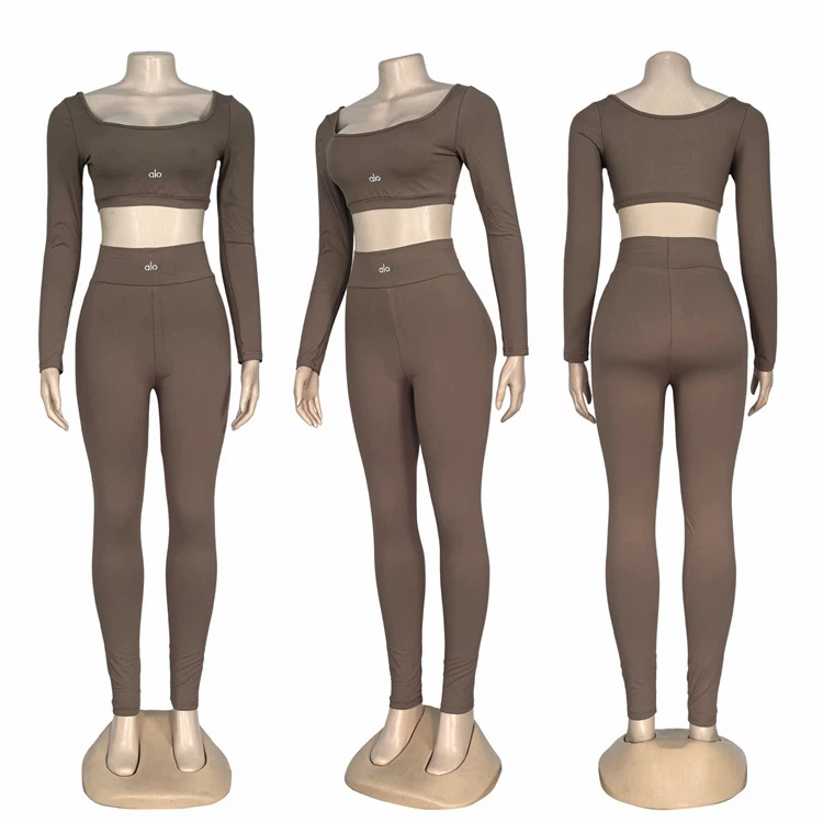 Alo Yoga Ribbed Long Sleeve Top and Leggings Set - photo 2