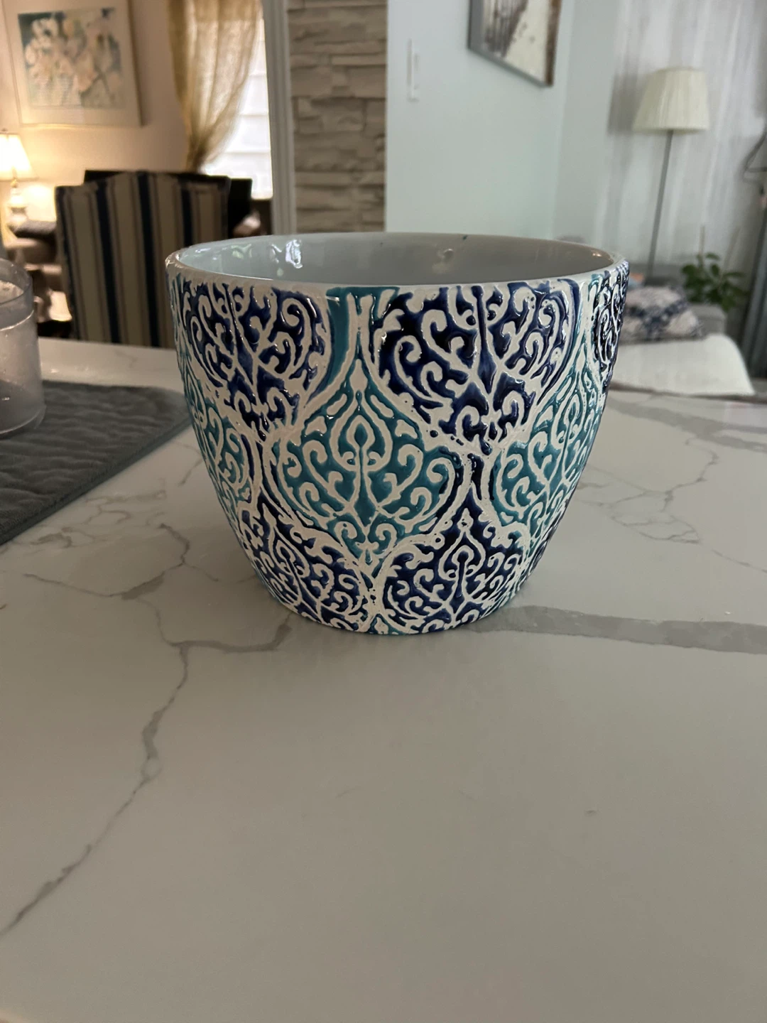 Blue and White Decorative Ceramic Planter