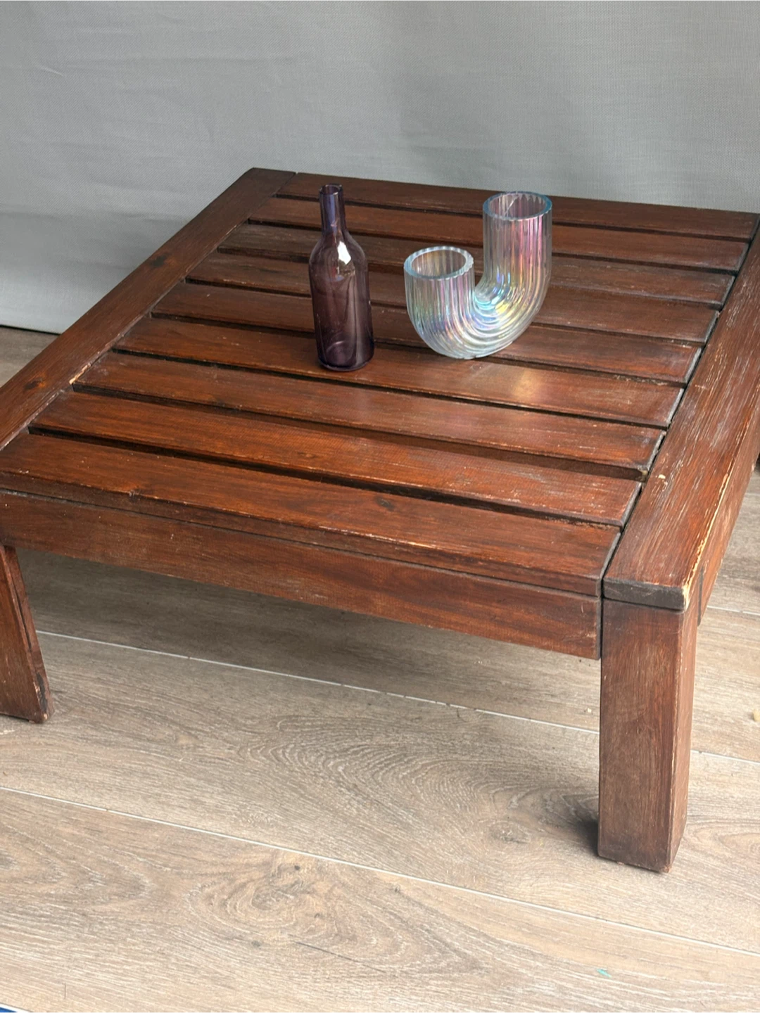 Dark wood square coffee table