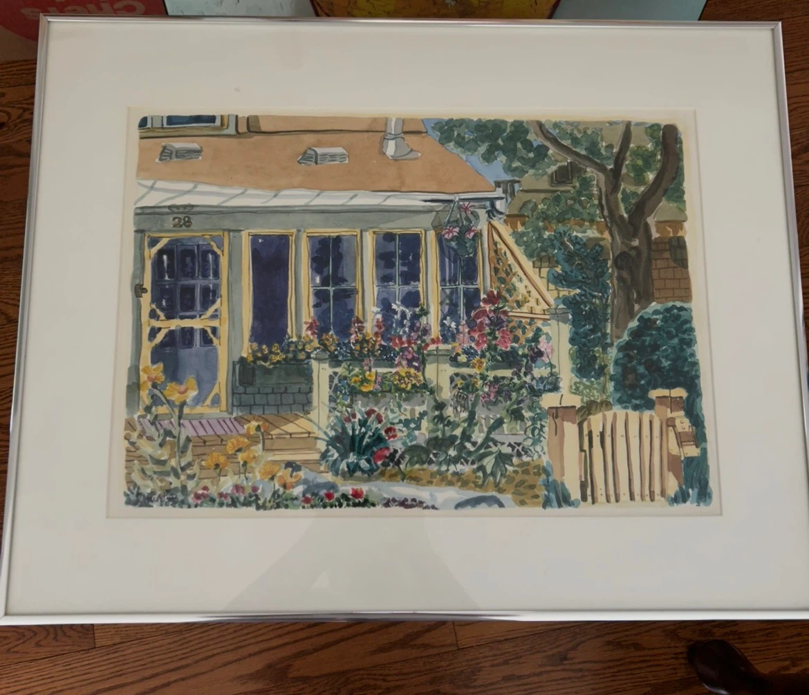 Framed Watercolour Cottage Painting