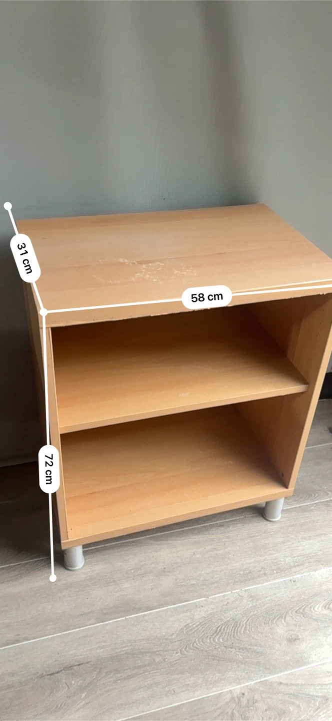 Light wood shelving unit with two shelves - photo 2