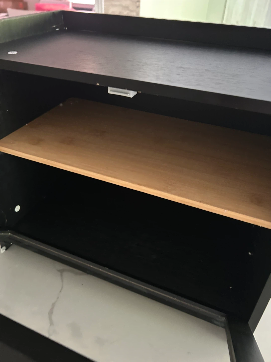 Black Wooden Bread Box with Glass Door - photo 2