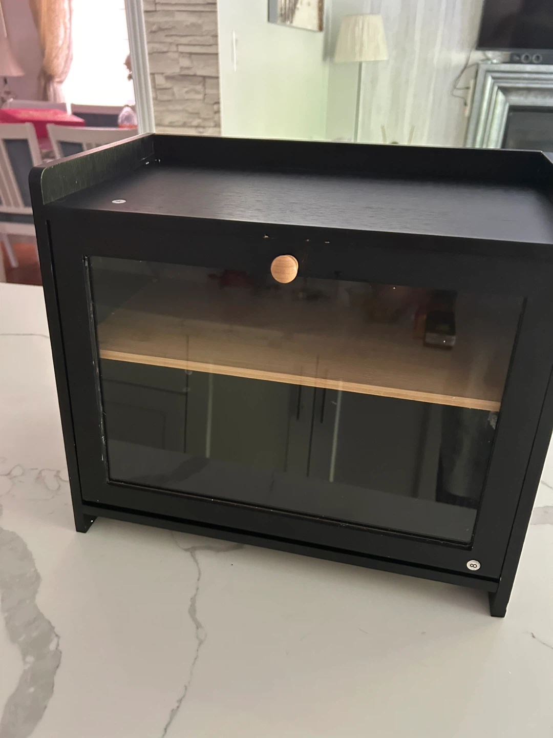 Black Wooden Bread Box with Glass Door - photo 3