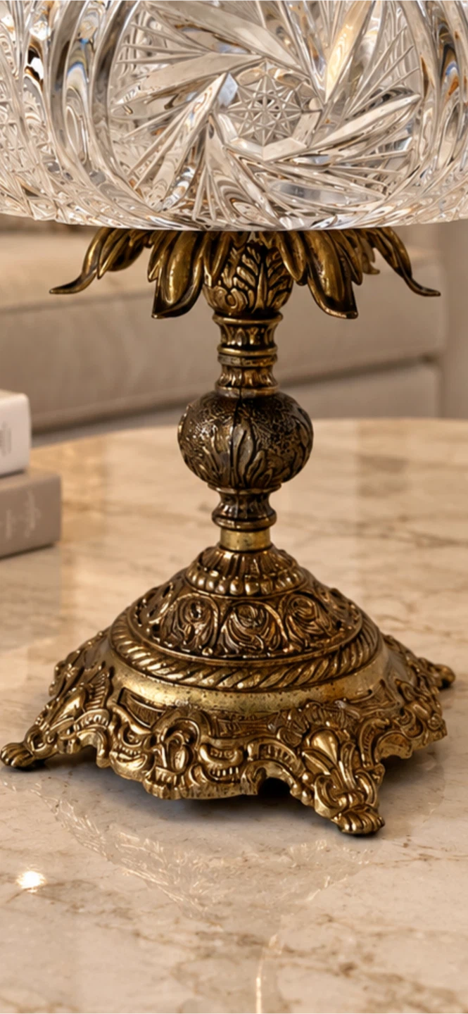 Crystal Pedestal Bowl with Brass Base - photo 2