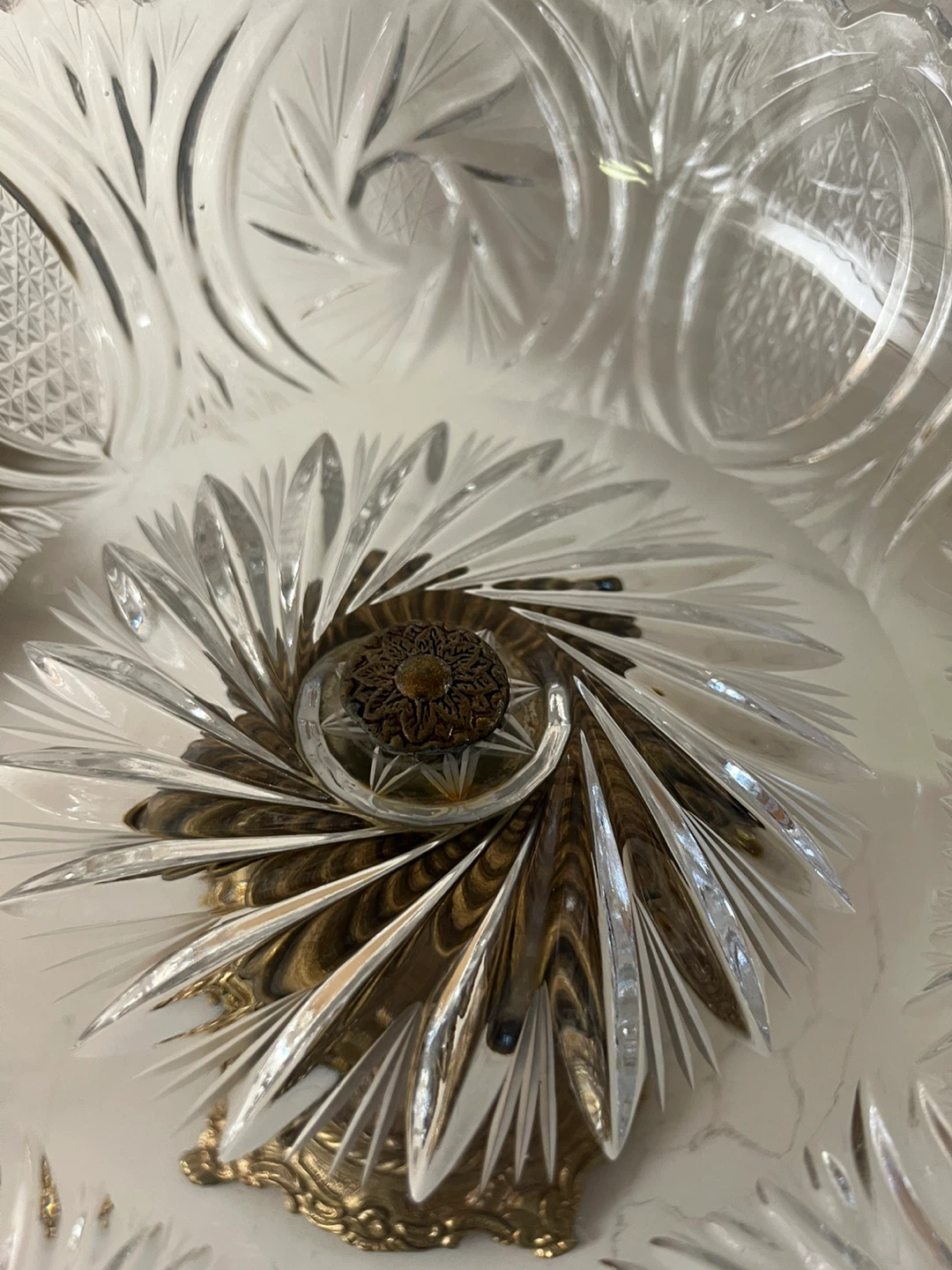 Crystal Pedestal Bowl with Brass Base - photo 3