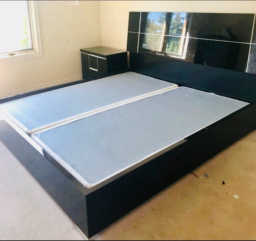 Modern High Gloss King Bed Frame with  2 Nightstand + Dresser
