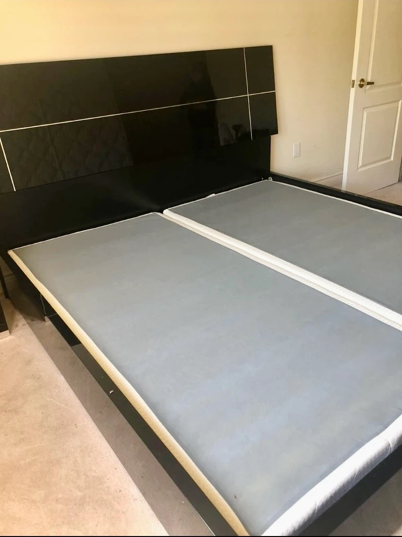 Modern High Gloss King Bed Frame with  2 Nightstand + Dresser - photo 2